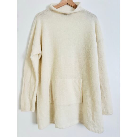 Peruvian Connection Balie Alpaca Cream Women's Tunic Sweater Cozy Mock Neck L - Picture 2 of 7